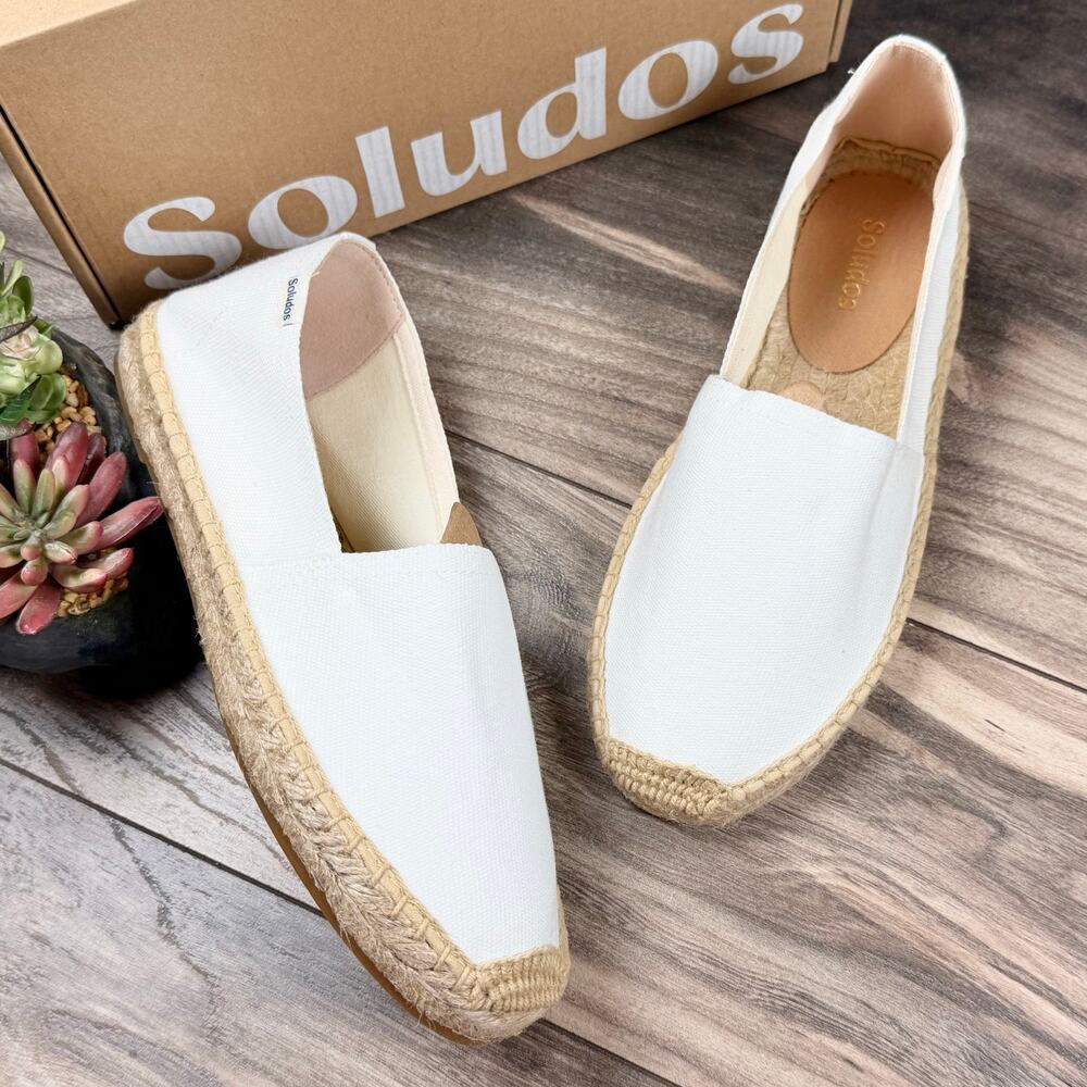 NIB Soludos Dali Original Espadrille Flats Loafers White Canvas 7